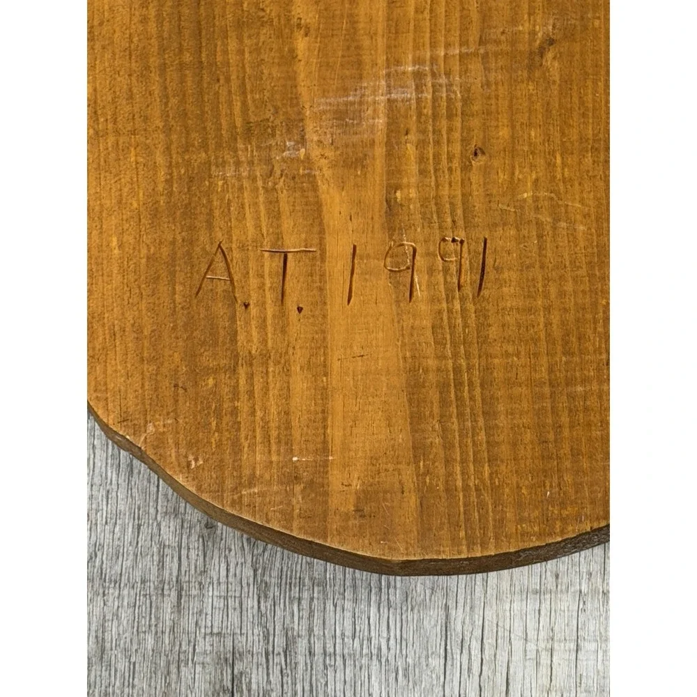 Vtg MCM Folk Art Grandma Country Wood Slab Milk Butter Handmade Wall Decor